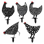 Lot de 5 poules réalistes - Décoration de jardin - Décoration en forme de poulet - Silhouette de cour Pour pelouse, chemin, trottoir, jardin