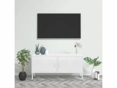 Meuble tv de qualité blanc 105x35x50 cm acier