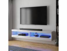 Meuble tv - VIANSOLA - 140 cm - blanc mat / blanc brillant