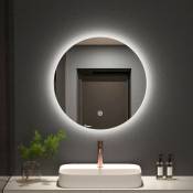 Miroir salle de bain rond avec Interrupteur tactile, Dimmable lumineux Miroir led 60cm - Blanc froide - Meykoers