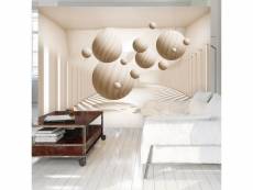 Papier peint intissé 3d et perspective beige balls