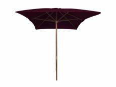 Parasol d'extérieur avec mât en bois rouge bordeaux 200x300 cm