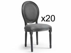 Paris prix - lot de 20 chaises médaillon "versailles" 96cm gris