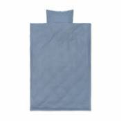 Parure de lit 1 personne Check / 140 x 200 cm - Coton biologique - Ferm Living bleu en tissu