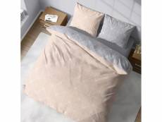 Parure de lit réversible en coton - shyne - 260 x 240 cm - gris et rose