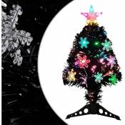 Sapin de Noël artificiel | Arbre de Noël lumineux et flocons de neige led Noir 64 cm Fibre optique 22894
