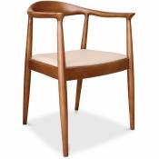 Scandinavian Style - Chaise design scandinave Nalan - Cuir Premium Ivoire - Cuir, Bois de frêne, Bois, Cuir - Ivoire