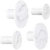 Set de 4 patères en polyrésine imitation marbre Marble - Blanc