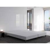 Sommier tapissier 140 x 190 cm + 8 pieds (2x 70x190cm) - blanc