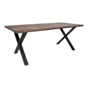 Table à manger en bois massif et métal 200x95cm marron