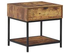 Table appoint rectangulaire effet bois foncé et noire 45 x 40 cm