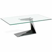 Table basse design acier chromé et verre trempé Futura
