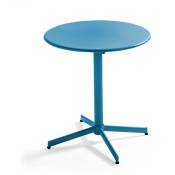 Table de jardin ronde bistro inclinable en acier bleu