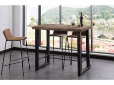 Table haute en bois coloris chêne américain / pieds noir - longueur 120 x profondeur 70 x hauteur 100 cm