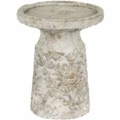 Table Passion - Photophore avec plateau romance motif floral h15 - Blanc