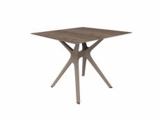 Table phenolique chêne 900x900 pied de table vela "s" - resol - sable - aluminium, phénolique compact, fibre de verre, polypropylèn