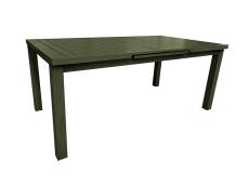 Table rectangulaire extensible Santorin 8/10 personnes en aluminium finition uni kaki avec 10 fauteuils - Jardiline