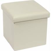 Tabouret Pouf Cube dé Pliable Coffre Siège Boîte de Rangement, Marron Simili-Cuir, 30 30 30cm (Beige-1)
