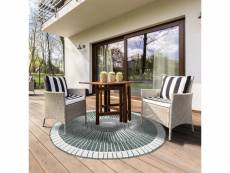 Tapis exterieur tapis rond ø 160cm ext cosmic reversible vert fabriqué en europe exclusivité idéal pour la terrasse ou le jardin