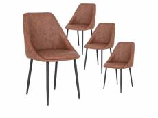 Tinto - lot de 4 chaises simili marron et pieds acier