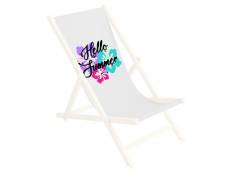 Toile de rechange 131x44 cm, tissu de remplacement de fauteuil de plage, chaise longue pliante en bois motif hello summer [119]
