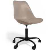 Tulip Style - Chaise de bureau avec roulettes - Chaise de bureau pivotante - Structure noire Tulip Taupe - Cuir végétalien, Métal, pp - Taupe