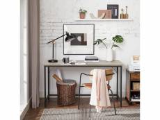 Vasagle bureau, table, poste de travail, 140 x 60 x 75 cm, pour bureau, salon, chambre, assemblage simple, métal, style industriel, grège et noir lwd0