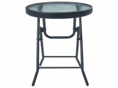 Vidaxl table de bistro noir 40x46 cm acier et verre
