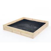 Viking Choice - Bac de potager - bac de culture - 120x120x18 cm - bois - avec tapis de sol