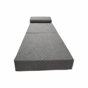 Viking Choice - Matelas invité de luxe avec oreiller - gris - matelas de camping - canapé - pliable - 200x70x15 cm - Gris
