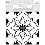 6 Stickers carreaux de ciment - 15 x 15 - Blanc