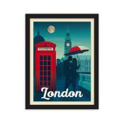 Affiche Londres Royaume-Uni + Cadre Bois noir 30x40 cm