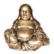 Anaparra - Statue Bouddha richesse 17cm. Pierre reconstituée Couleur Or