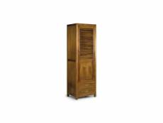 Armoire 2 tiroirs bois bronze marron 65x50x200cm -