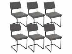 Berny - lot de 6 chaises tissu surpiqué gris chiné