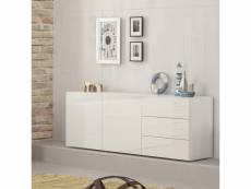 Buffet salon cuisine armoire 2 portes 3 tiroirs blanc brillant metis kommode AHD Amazing Home Design