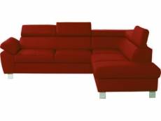 Canapé d'angle en cuir italien de luxe 5 places lutece rouge foncé, angle droit