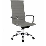 Chaise de bureau en simili-cuir gris, avec soutien