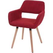 Chaise de salle à manger HHG 428 ii, fauteuil, design rétro des années 50 tissu, rouge pourpre - red