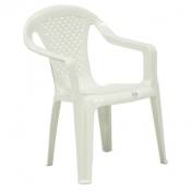 Children's Plastic Chair with Armrests - White - 38x38x52