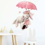Décoration de lapin parapluie mignon, autocollant
