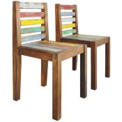 Décoshop26 - Lot de 2 chaises de salle à manger cuisine design vintage bois de récupération solide