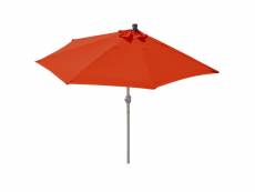 Demi-parasol aluminium parla pour balcon ou terrasse, ip 50+, 285cm ~ terracotta sans pied