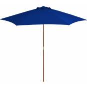 Doc&et² - Parasol d'extérieur avec mât en bois Bleu