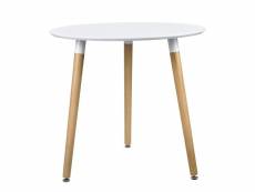 [en.casa]® table ronde blanc [h:75cmxø80cm] bois