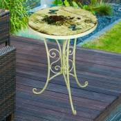 Etc-shop - Petite table de jardin, table d'appoint rétro, métal, fleurs, table de balcon, petite, ronde, fer, blanc antique, DxH 38 x 53 cm