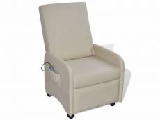 Fauteuil de massage électrique confort relaxant massant détente cuir synthétique réglable crème helloshop26 1702027