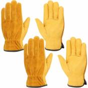 Gants de travail en cuir,2 paires de gants résistant à l'épreuve et à l'épreuve de l'eau pour la construction,jardinage,réparation