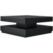 Helloshop26 - Table basse avec plateau tournant panneau de fibre de bois 76 x 76 cm noir - Bois