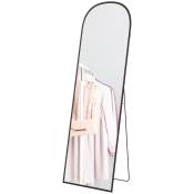 HOMCOM Miroir sur pied rectangulaire arrondi cadre en aluminium avec support pour entrée chambre dressing 50 x 161,5 cm noir